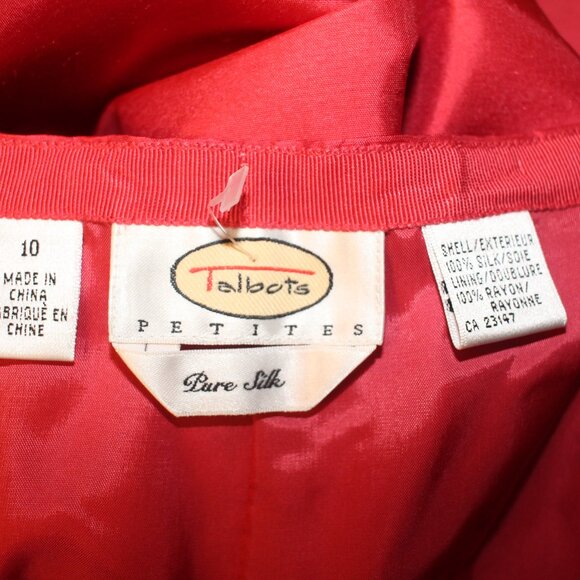 TALBOTS 100% SILK ANKLE PANTS PETITE SIZE 10 Coral Color - Picture 10 of 11